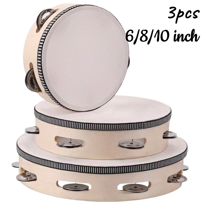 Tambourine Hand Drum - 1/3 szt. Drewniany Tamburyn 6/8/10 cali