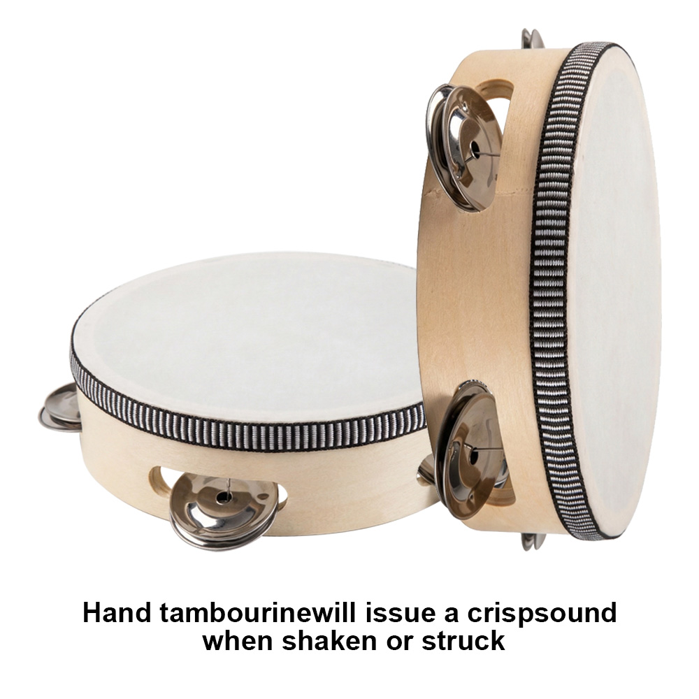 Djembe Hand Drum - 6-calowy ręczny tamburyn z metalowymi dzwoneczkami,