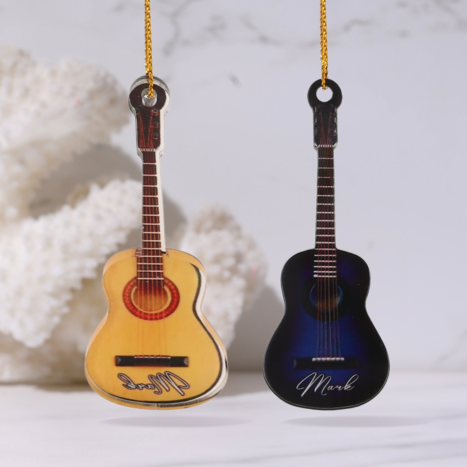 Musical Instrument Xmas Ornaments - 10 szt. Miniaturowych Gitar na Święta