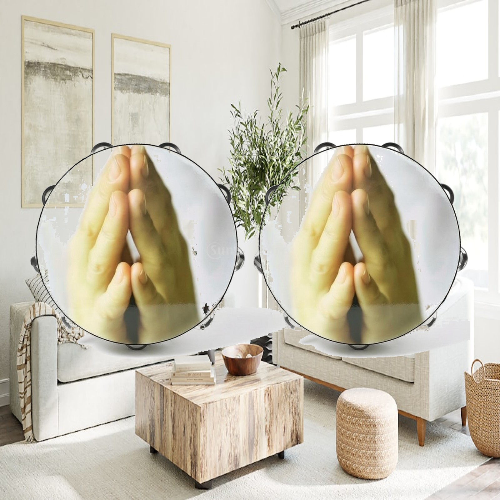 Tambourine Hand Drum - Tamburyn perkusyjny dla dzieci, z litego