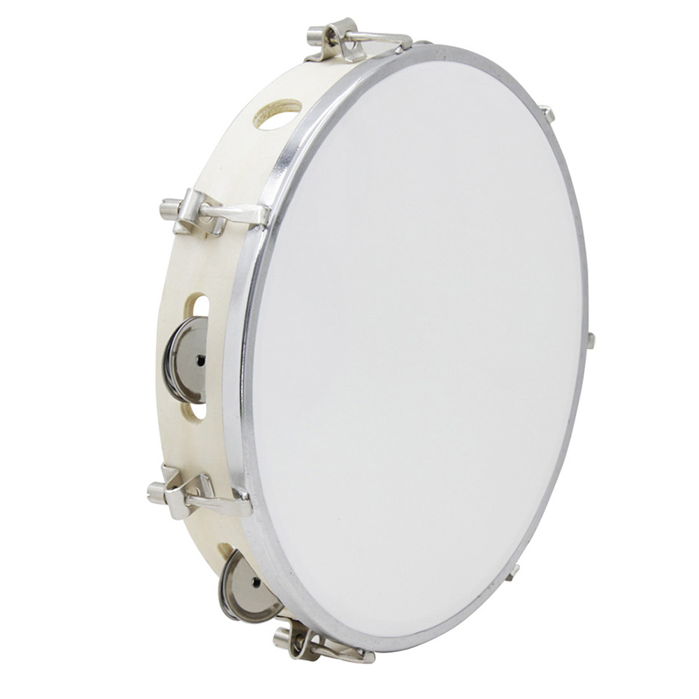 Tambourine Hand Drum - 10-calowy tamburyn regulowany solidny drewniany panel